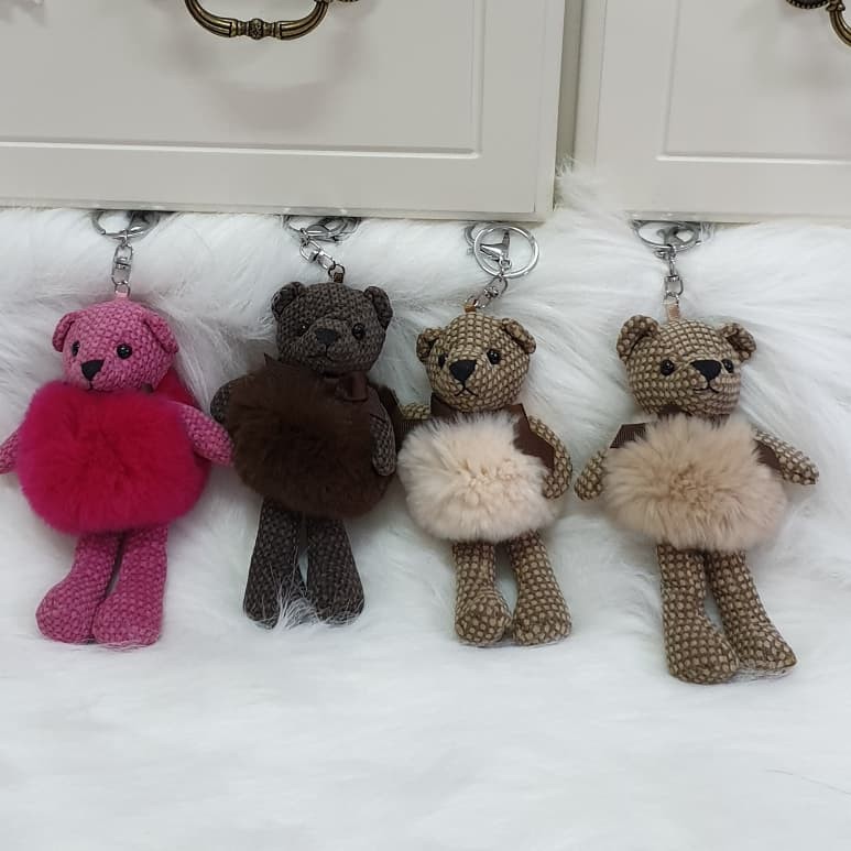 small teddy bear doll with rabbit tutu bag charm 13cm