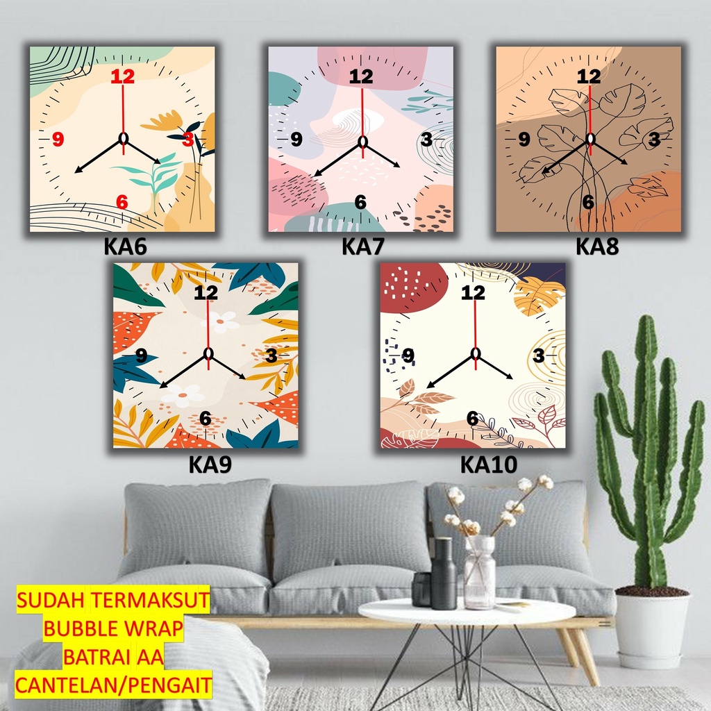 Jam Dinding Kayu kotak Minimalis / Jam Dinding Aestetik / Jam Dinding kotak