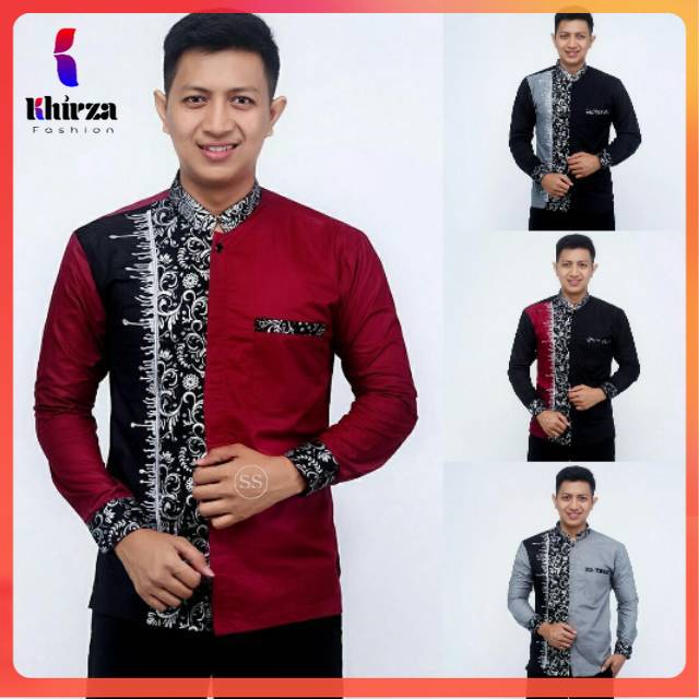 Koko Batik Fashion Muslim Kombinasi  M/L/XL Dewasa KOKO KURTA DAN KOKO HADROH  - by BATIK PITTO