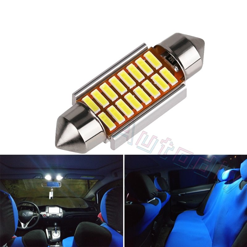 1pc Lampu Led Canbus Festoon C10W C5W 31mm 36mm 39mm 42mm 5000k Warna Putih Untuk Interior Mobil