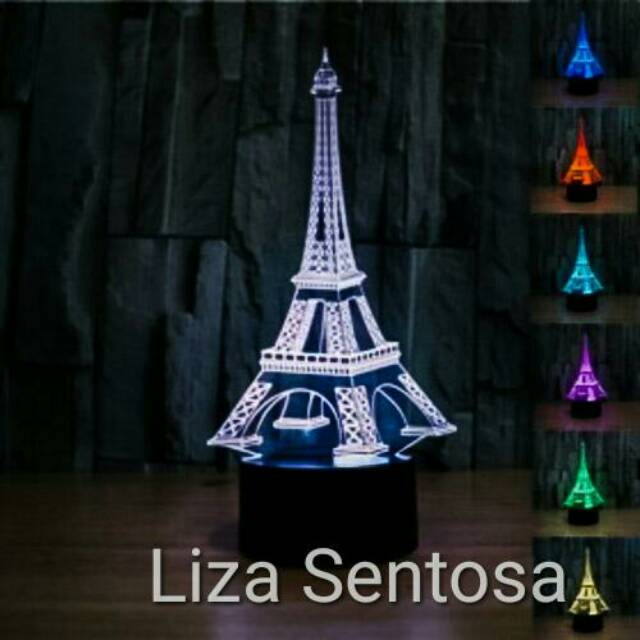 Lampu Tidur 3D LED Desain Menara Eiffel Keren