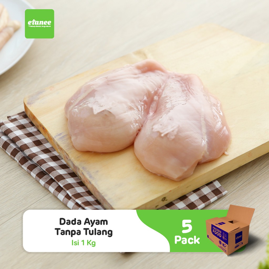 

Dada Ayam Frozen Tanpa Tulang, 1 Carton - 5 Pack x 1Kg