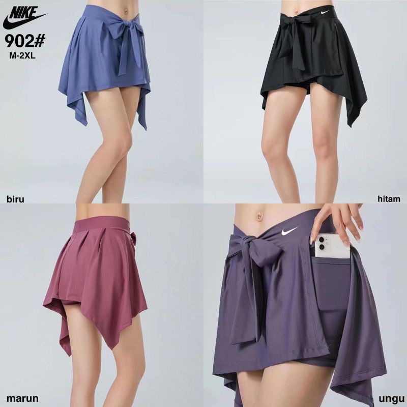 Nike 2in1 Sport Rok Leging Pendek Double Layer Wanita Training Fitness Running Aerobic Dri Fit Impor