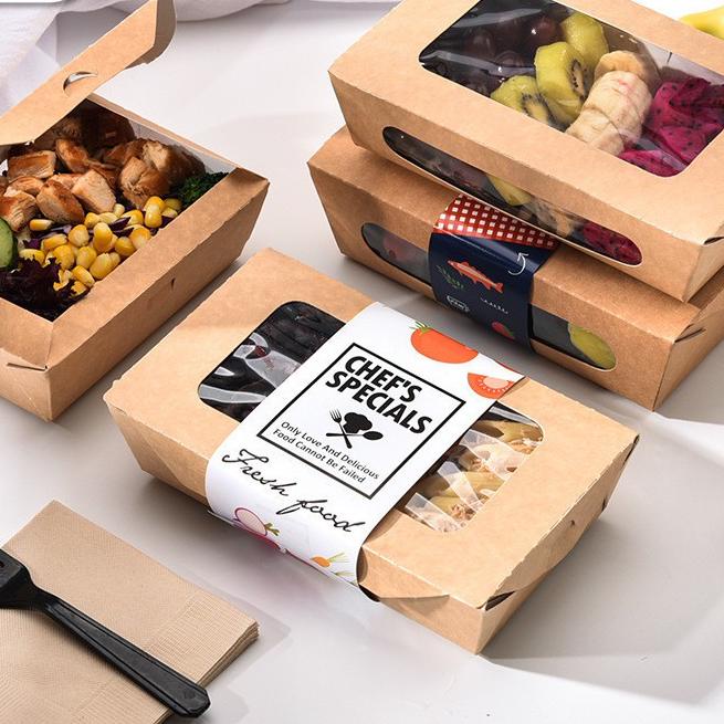 ✱ Brown Kraft Paper Lunch Box Window (XL) / Paper Box XL (10 Pcs) ✯