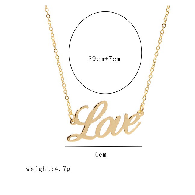 LRC Kalung Wanita Fashion Golden Alloy Letter Hollow Necklace K43619