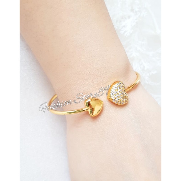 Gelang Bangle Love free size Elastis Lapis Emas impor Perhiasan gelang elastis Dewasa Yaxiya bestquality impor