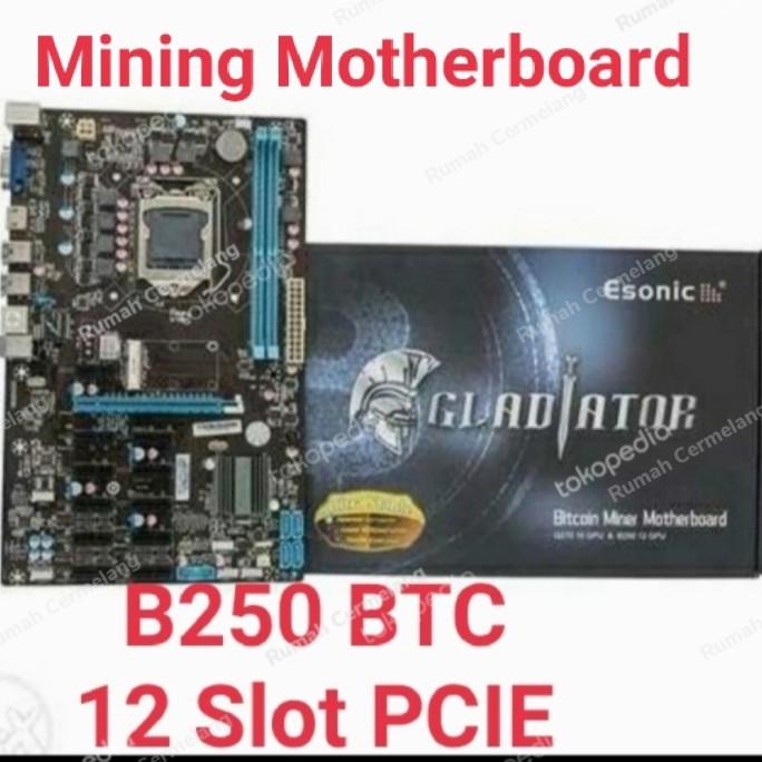 Motherboard Mining Esonic B250 Btc Gladiator 12 Gpu Vga 12 Slot