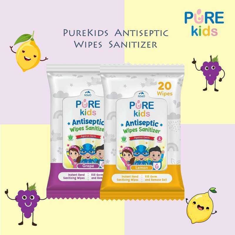 PURE KIDS ANTISEPTIC WIPES SANITIZER 20'S / BABY WIPES