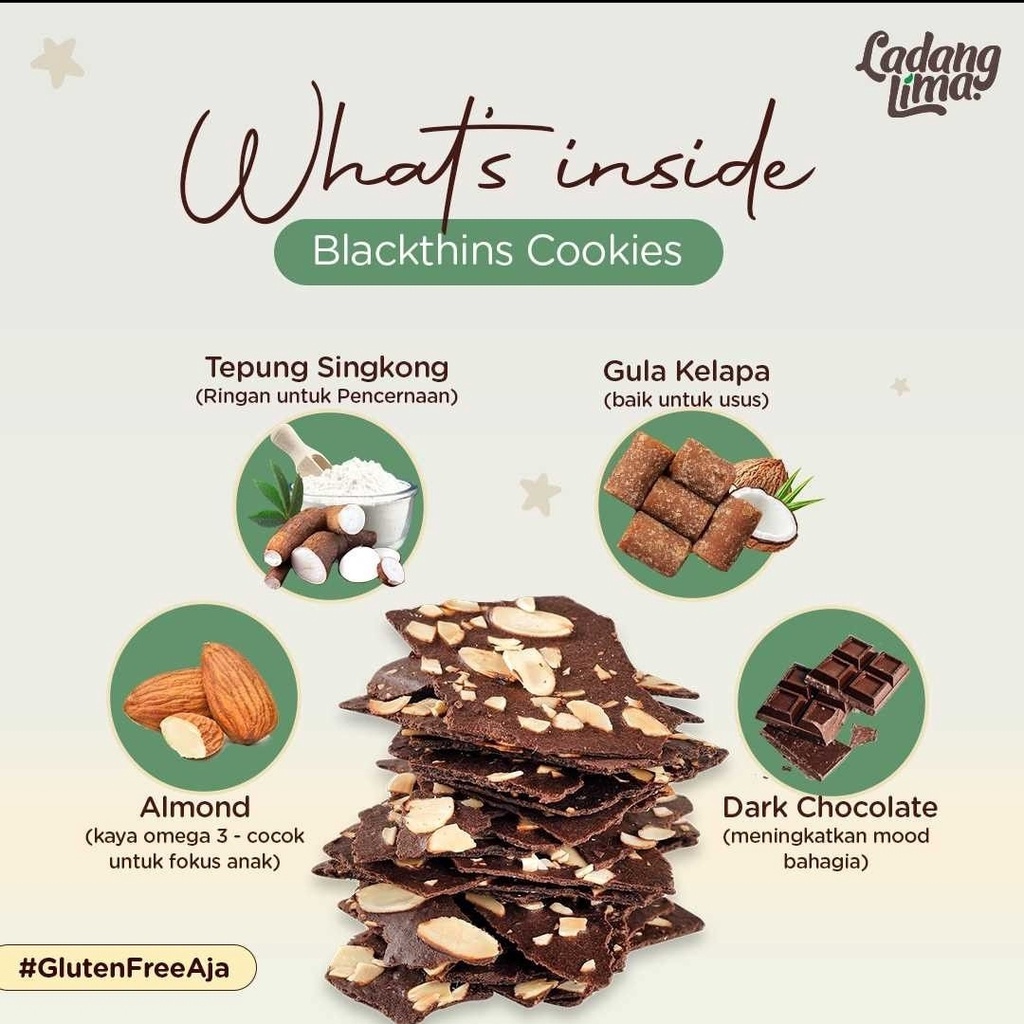 LADANG LIMA Blackthins / Cheesethins - Healthy Cookies Gluten Free / Biskuit Sehat Anak / Snack Diet