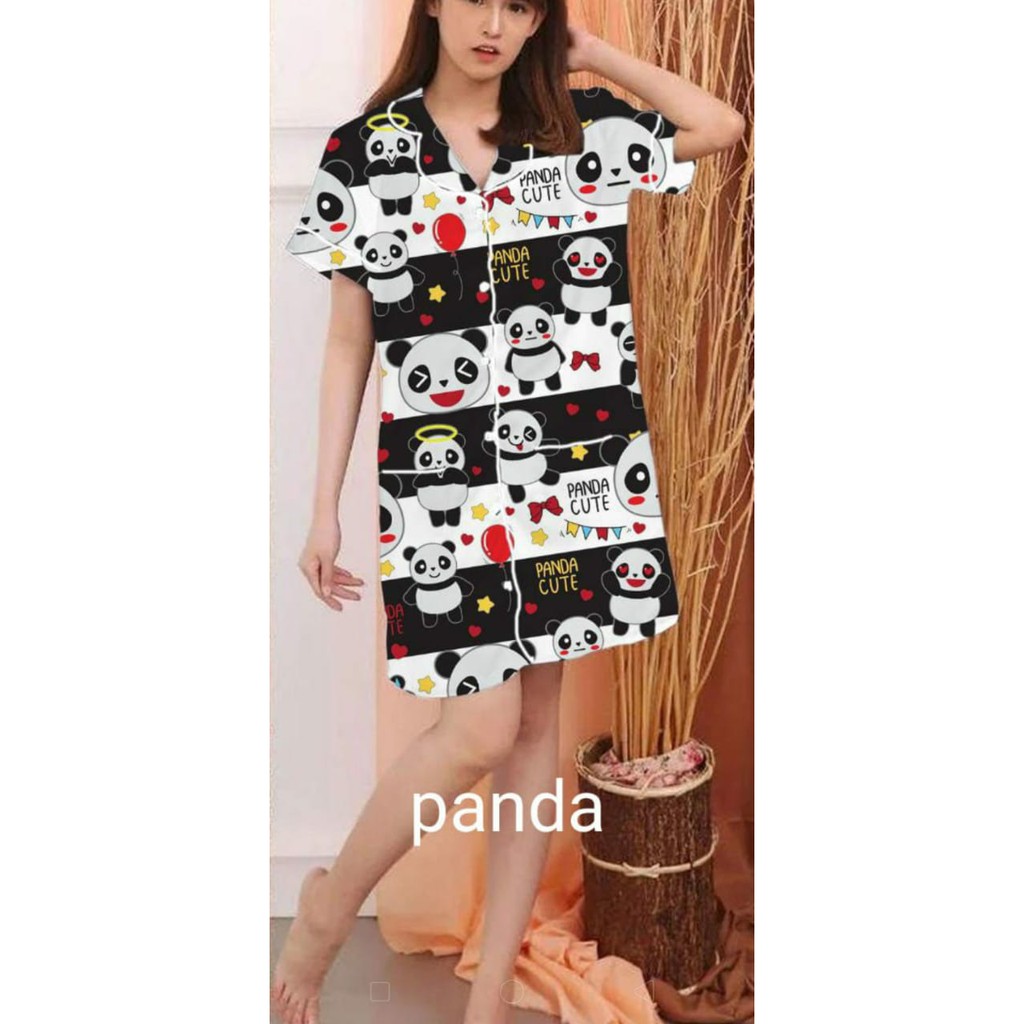 jinostarry BAJU TIDUR PIYAMA HP,CP,PP,DST KARAKTER-DST PANDA HITAM
