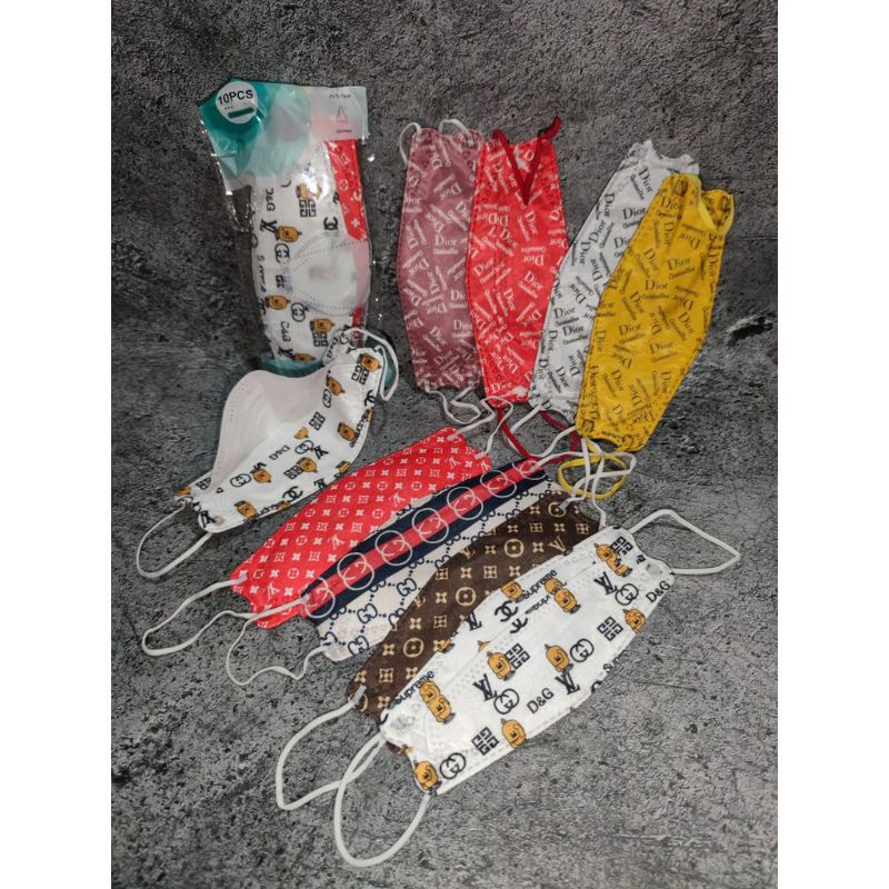 MIX MOTIF 10 PC - MASKER KF94 BRANDED MODEL KOREA 4PLY MASKER KF94 KOREA MASKER KF94 WARNA MIX