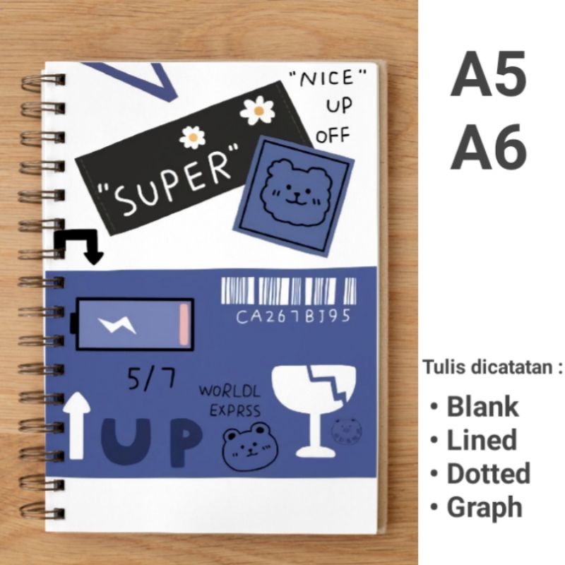 

Notebook Ring Spiral A5 Bergaris dan polos