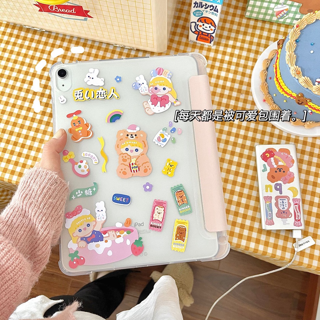 20 Sheets/pack Korean Ins Style Cute Girly Bear Pattern Pvc Stickers for Water Cup Laptop Diy Decor