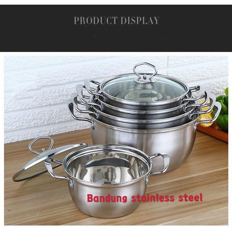 Panci sup soup pot stainless set 5 Pcs termurah tutup kaca