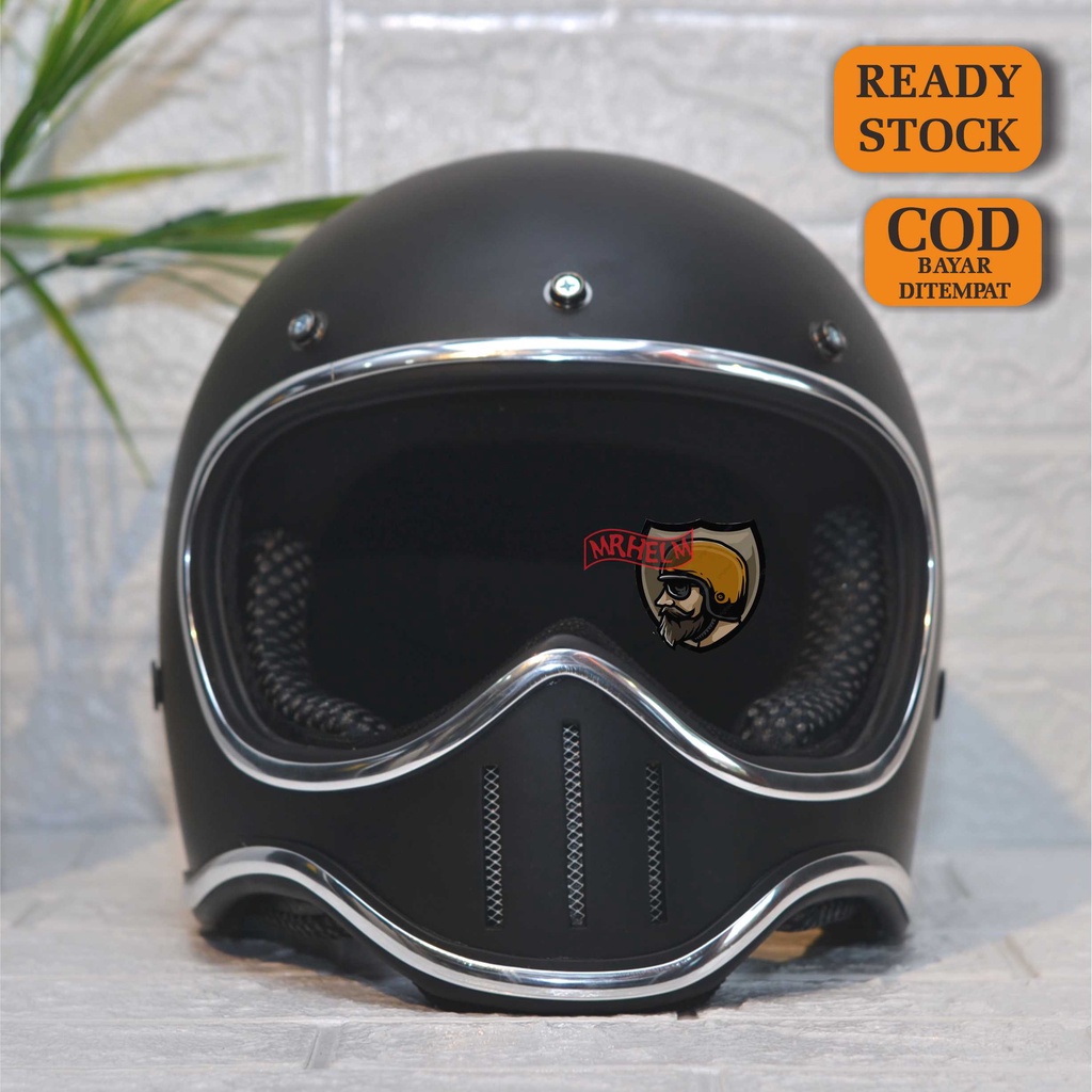 HELM CUSTOM RETRO CAKIL M50 LIST CHROME ( MR HELM )