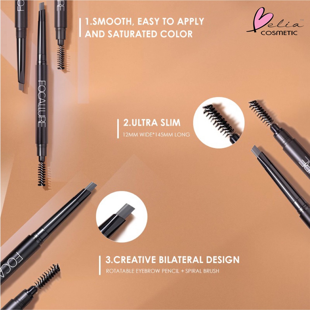 ❤ BELIA ❤ FOCALLURE Auto Brows Pen FA18 | Waterproof Long-Lasting Eyebrow Pencil - 3 Colours Pensil alis | BPOM