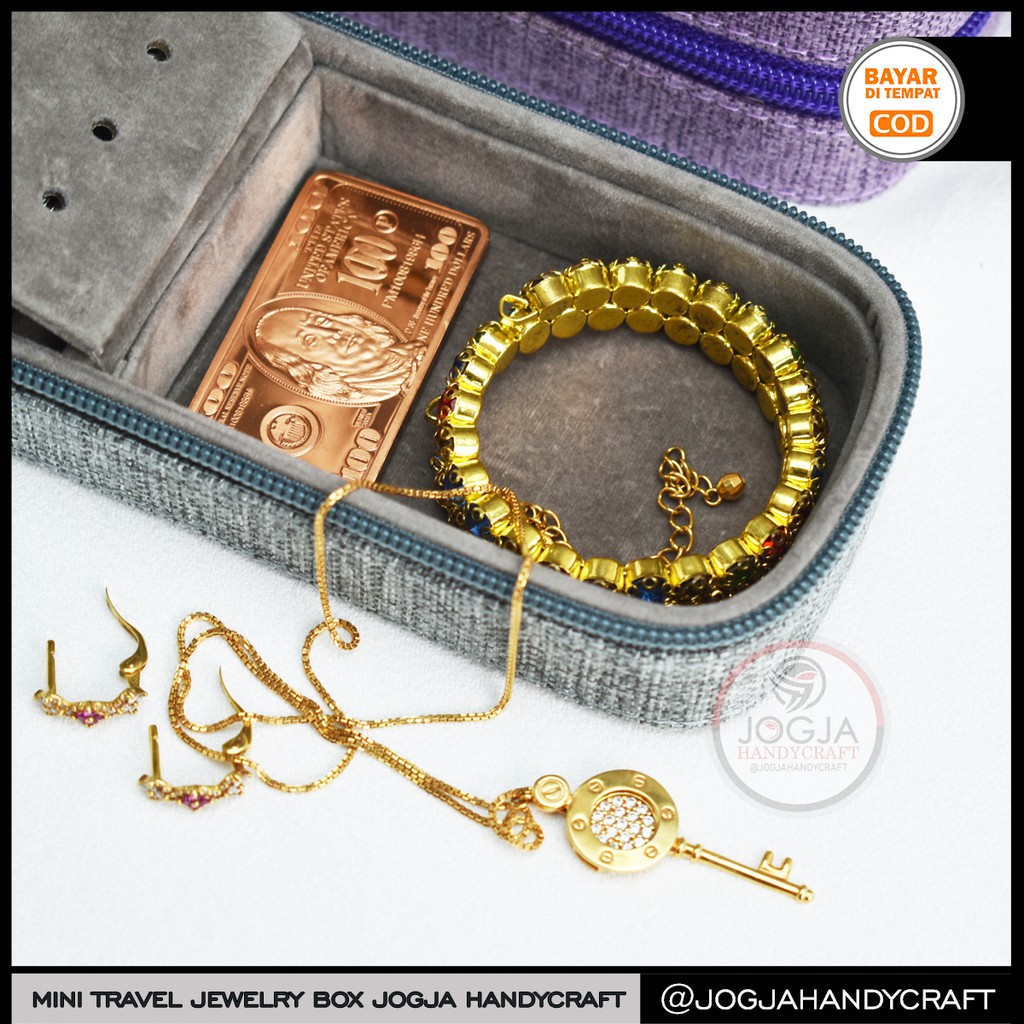 Travel Mini Jewelry Box Tempat Penyimpanan Perhiasan Emas &amp; Aksesoris Kalung, Cincin, Anting, Gelang