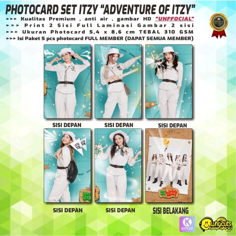 PHOTOCARD FULL SET KPOP PREMIUM ITZY // ADVENTURE OF ITZY // CRAZY IN LOVE // OHBIY MAGAZ 2021 // Print 2 sisi full laminasi