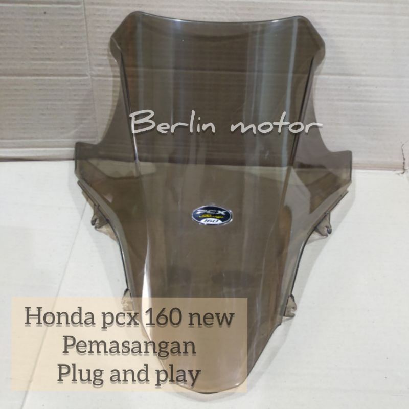Winshield visor honda pcx 160 new tinggi/panjang bening hitam riben pnp