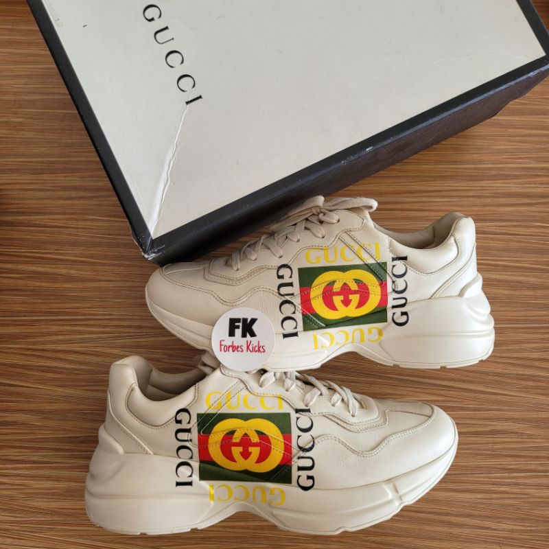 Gucci Rhyton Leather Sneakers Square Logo || vintage ivory band disney