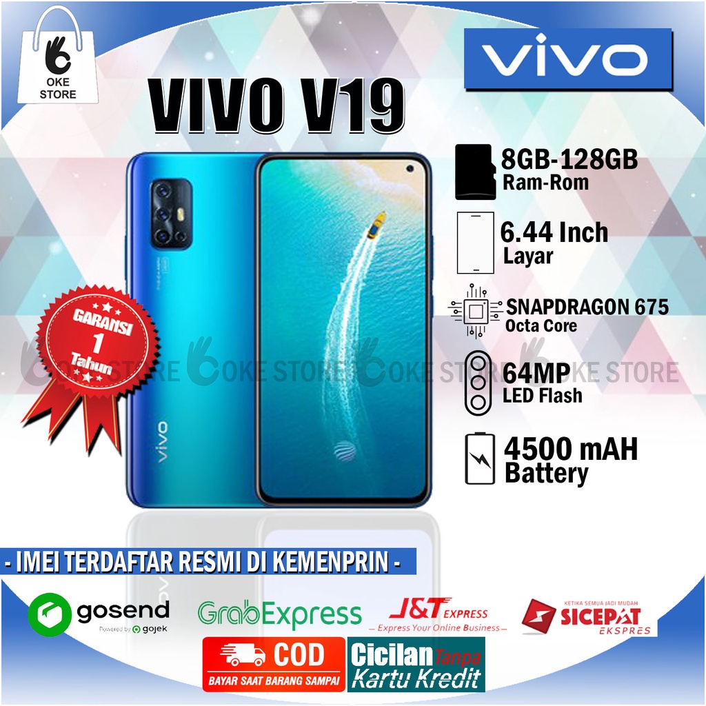 VIVO V19 RAM 8-256GB - 48MP QUAD CAMERA - SUPER AMOLED - GARANSI RESMI 1 TAHUN