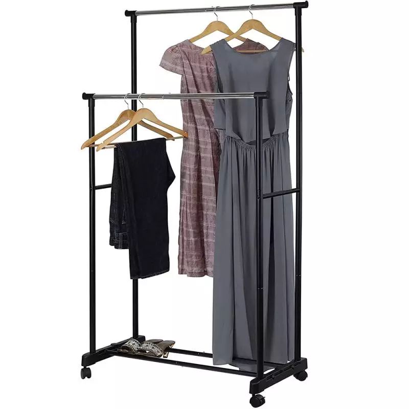 Stand Hanger Gantungan Baju Double Rod Rack