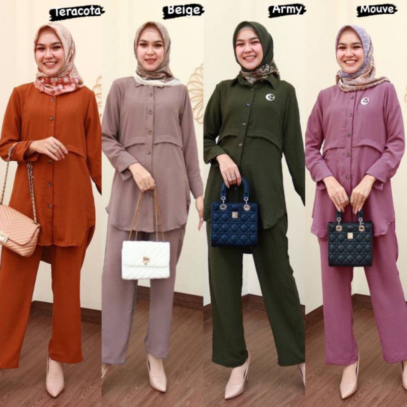 ONE SET LIVIA VIRAL TERLARIS SETELAN CELANA WANITA SET OUTER KEKINIAN