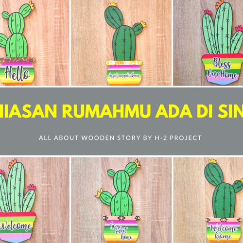Idunet Wall decor kaktus Hiasan dinding kaktus Pajangan dinding kaktus - home sweet home