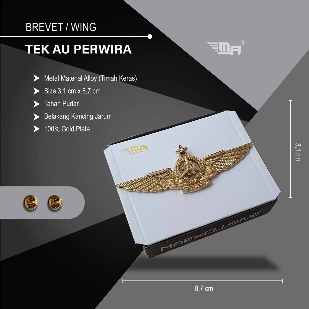 Jual WING TEKNISI AU PERWIRA PDH BRIVET BREVET PIN TNI AU PERWIRA ...