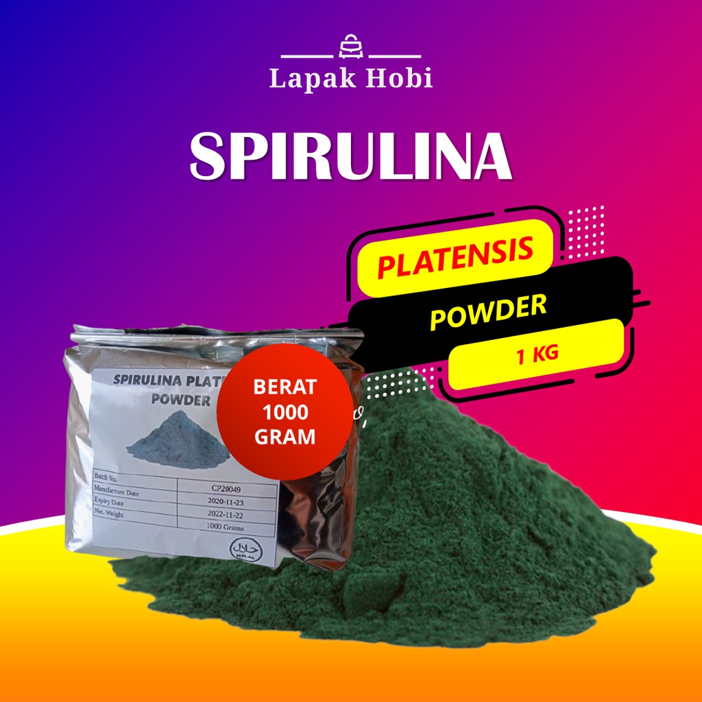 

Spirulina Plantesis Powder Bubuk 1 KG Original cocok untuk Campuran Makanan Ikan & Masker Wajah