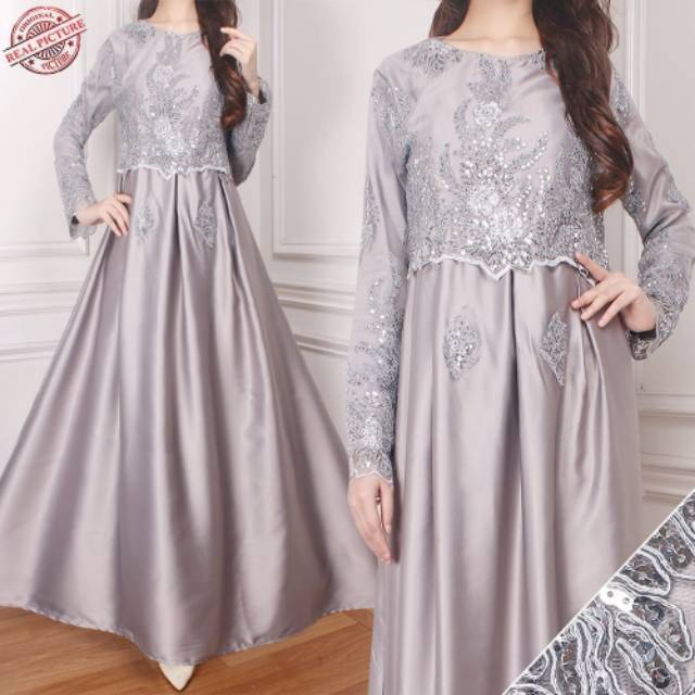 GAMIS BORDIR Maxi arabia GAMIS MUSLIM KEKINIAN BAJU MUSLIM MURAH GAMIS SATIN