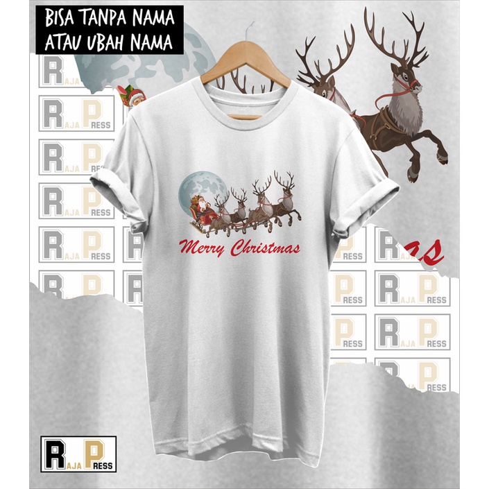 KAOS NATAL BAJU NATAL SANTA BULAN MERRY CHRISTMAS KATUN COMBED 30S