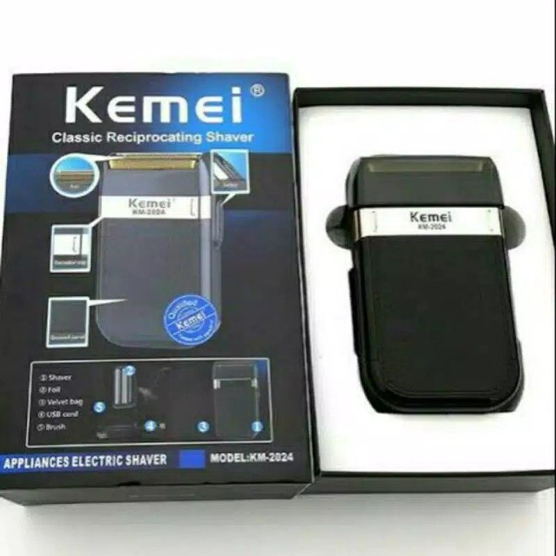 KEMEI KM-2024 SHAVER WATERPROOF ALAT MESIN CUKUR JENGGOT KEMEI KM 2024