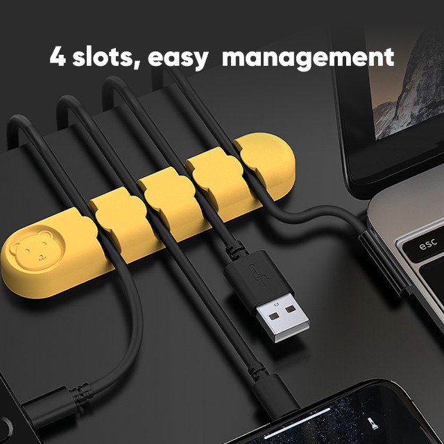 99K Bear Pelindung Kabel Charger USB Organizer Silikon Warna Warni Management Clips Cable Holder