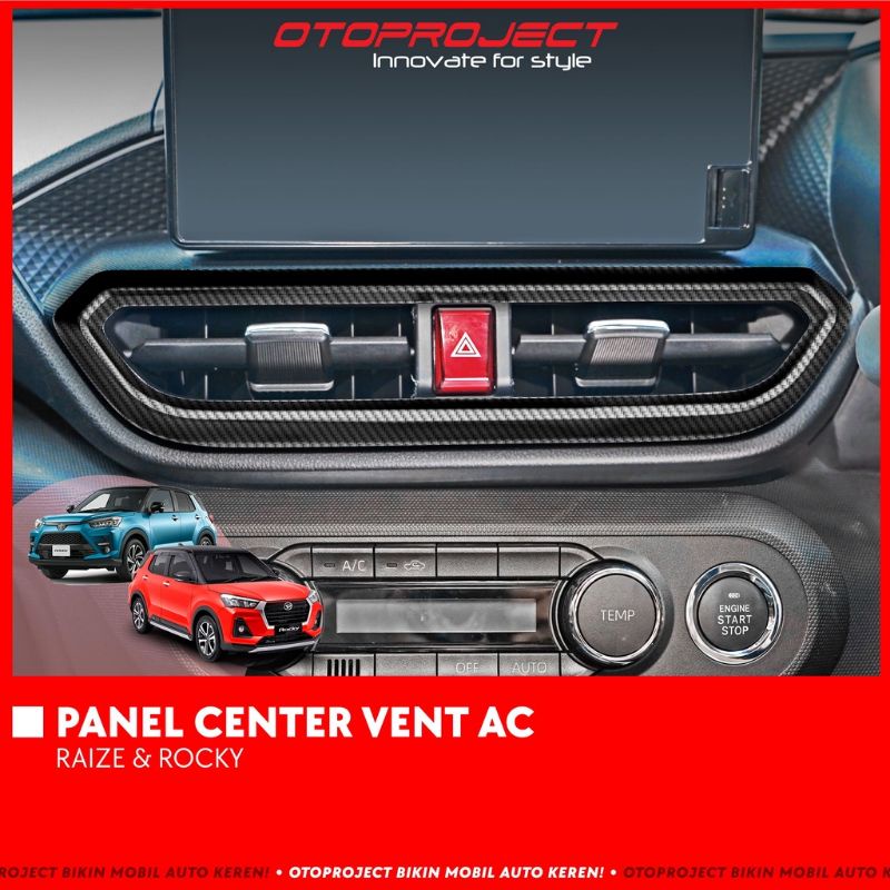 panel center vent ac tengah Raize Rocky Hitam Carbon otoproject