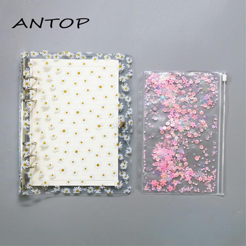 Buku Notebook / Catatan / Diary A6 Cover PVC Transparan Motif Bunga Daisy