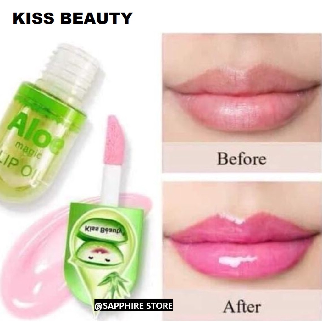 Lip Oil Kiss Beauty Magic Pink Aloe Vera Sugar Nana Bangkok Original THAILAND / Lipgloss Bening Lip Oil Bibir Bening Korea Murah / Lip Balm Korea Pemerah Bibir Pelembab Bibir / Liptint Korea Lipbalm Lipstik Tahan Lama Anti Air Make Up Kosmetik Wanita Pria