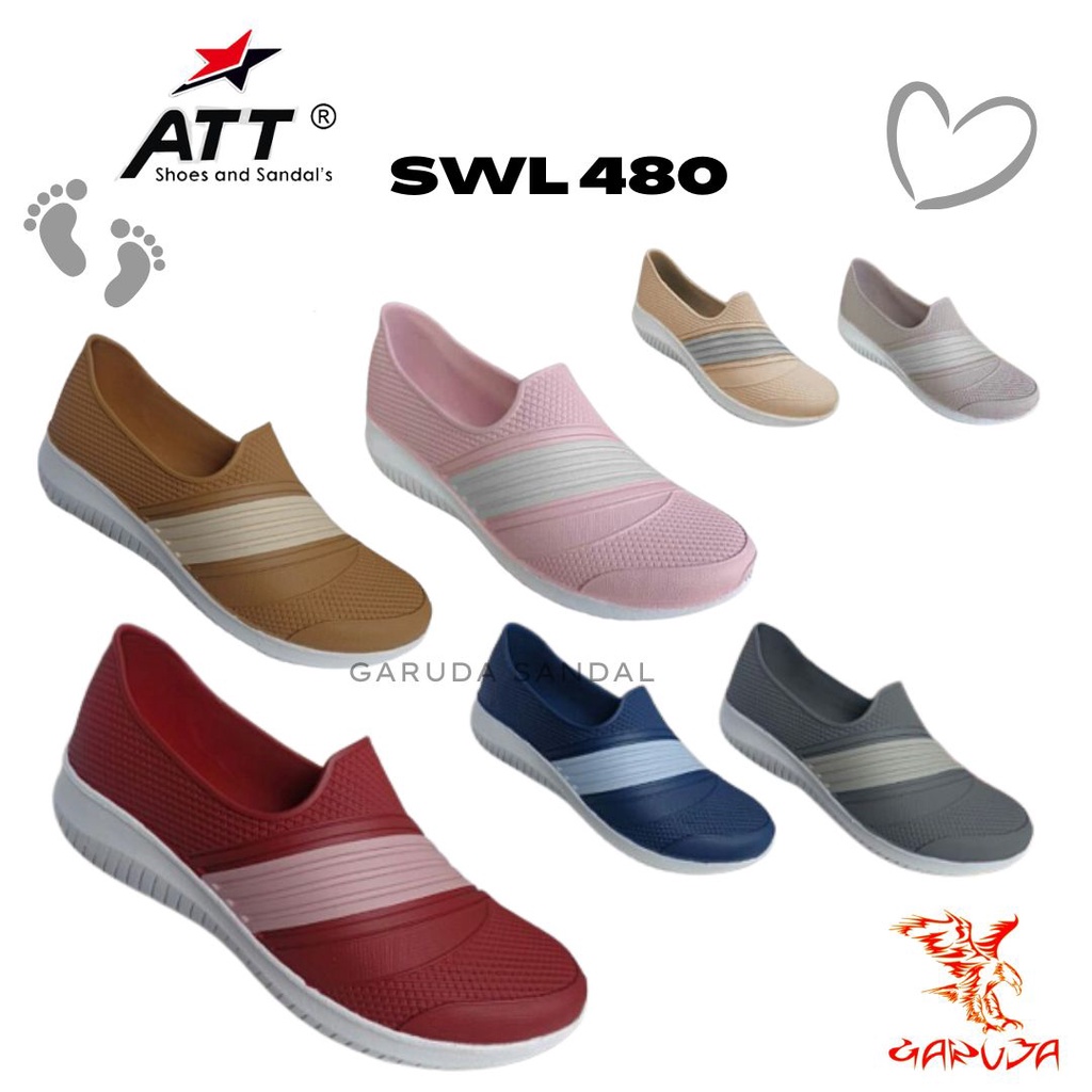 Sepatu Slip On Wanita sneakers ATT art SWL 480 Karet