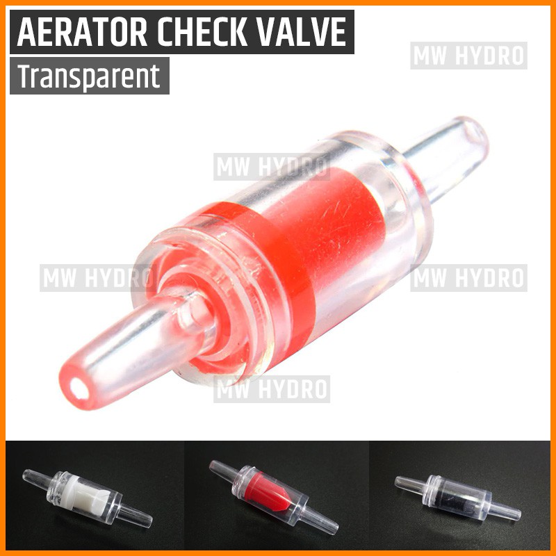 One Way Check Valve Aerator Akuarium, Selang 3/16&quot;, Long Transparent