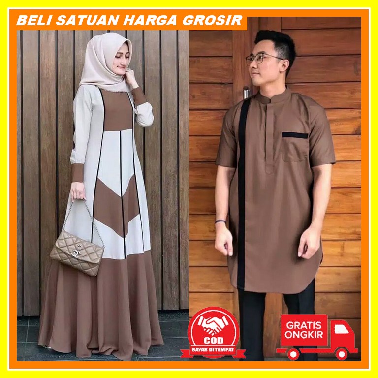 Gamis Couple Kekinian Baju Tunangan Gaun Lamaran Baju Couple Kondangan Gamis Couple Shiraya / Coupl