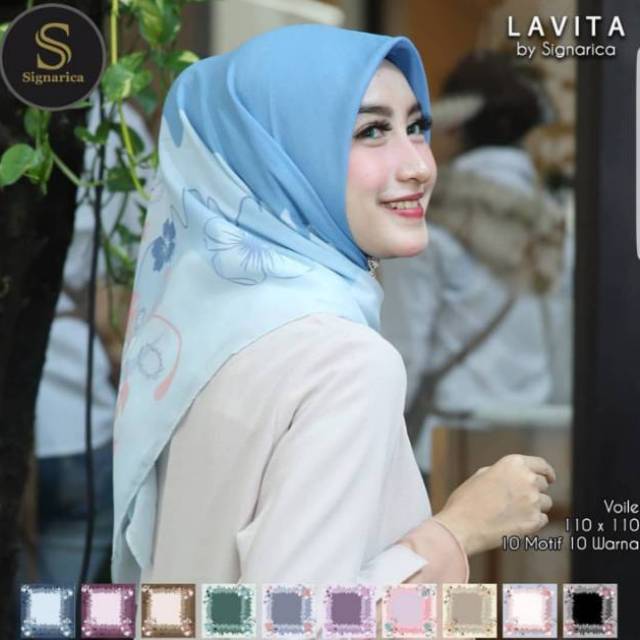 Ecer Jilbab segiempat motif lavita by signarica