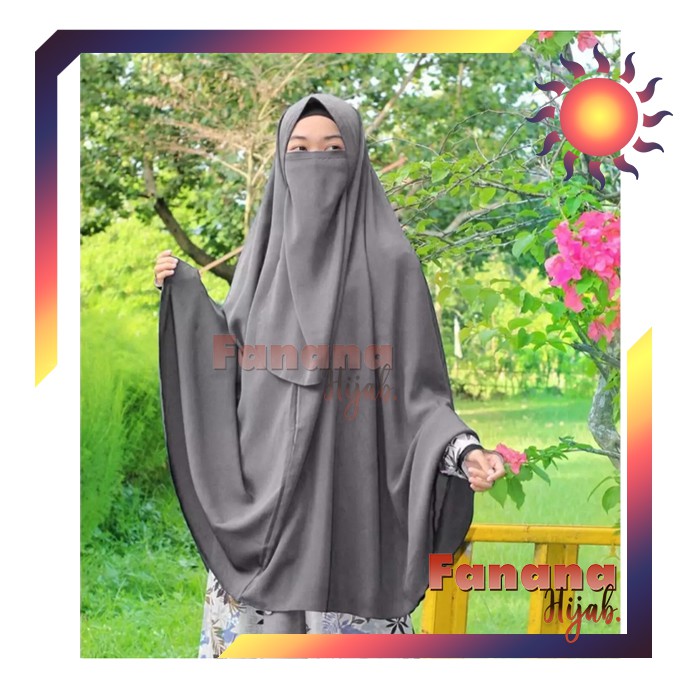 Khimar Jumbo Muslimah Syari Non Pet Wolfis (+FREE CADAR) / Jilbab / Hijab / Kerudung - Fananahijab