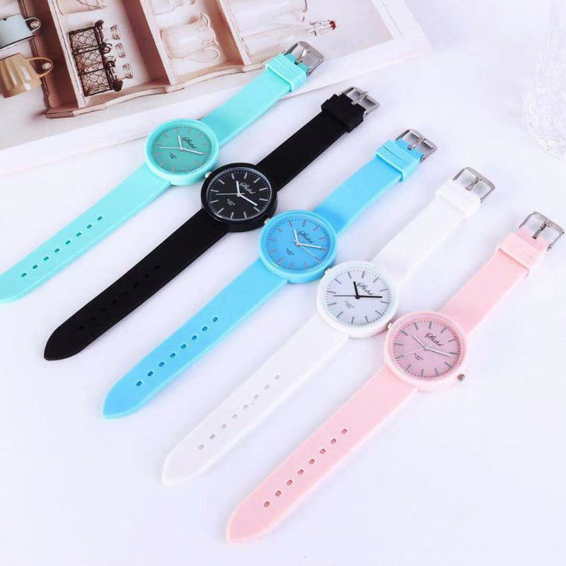 TJM JAM TANGAN WANITA SOK WARNA WARNI HARAJUKU KOREAN FASHION CASUAL JELLY MEN AND WOMEN WATCH