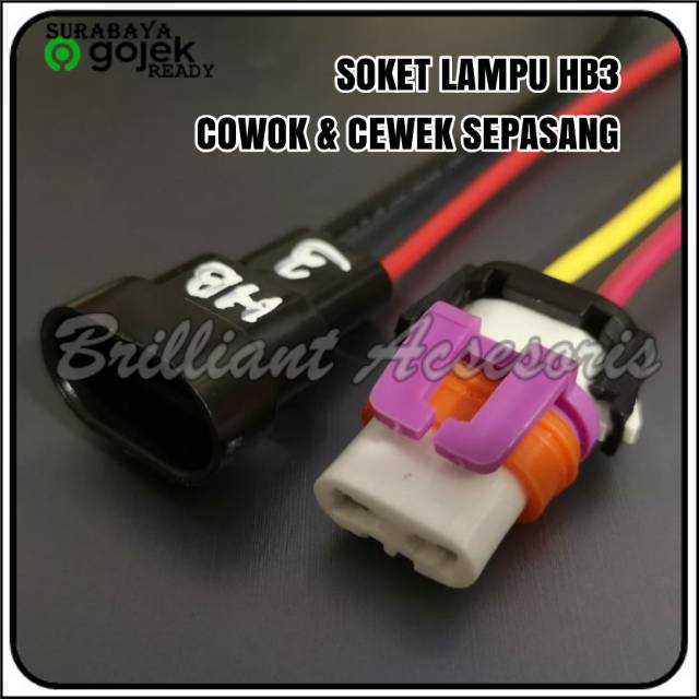 Soket Konektor Lampu Sepasang - H11 / HB3 / HB4 - Male Female / Cewek Cowok - Harga Set 2pc