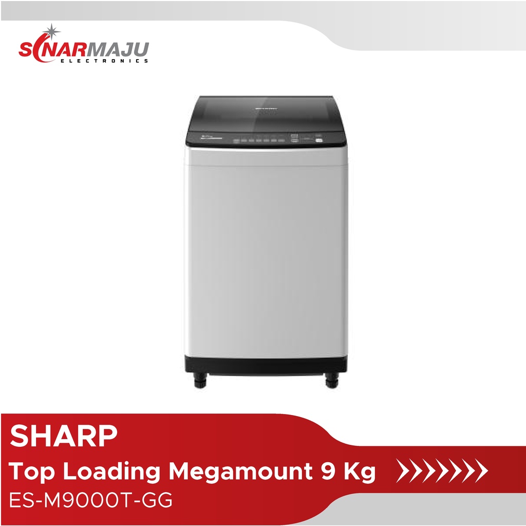 Sharp Mesin Cuci 1 Tabung 9 Kg Top Loading ES-M9000T-GG / ES M9000 / ESM9000