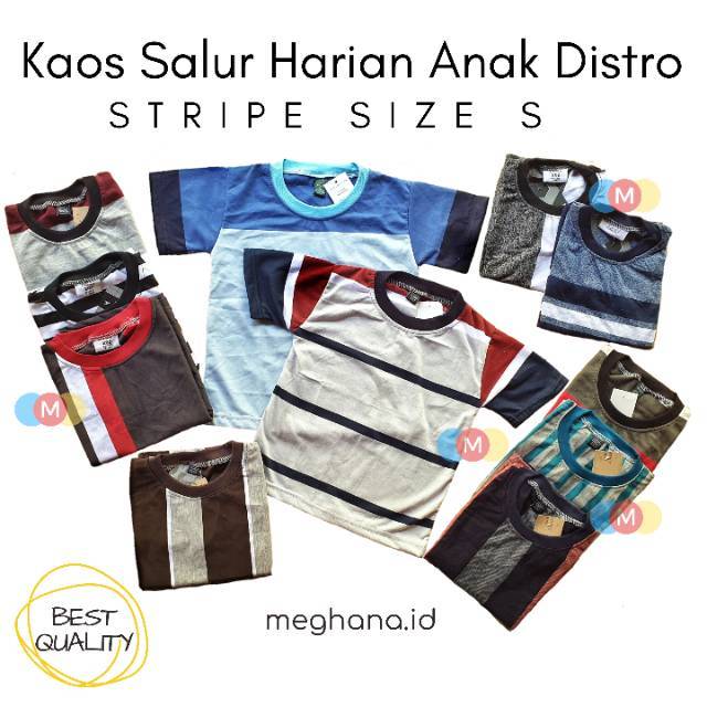  Baju  Kaos  Stripe S 3 4Tahun Belang Salur Garis Anak 