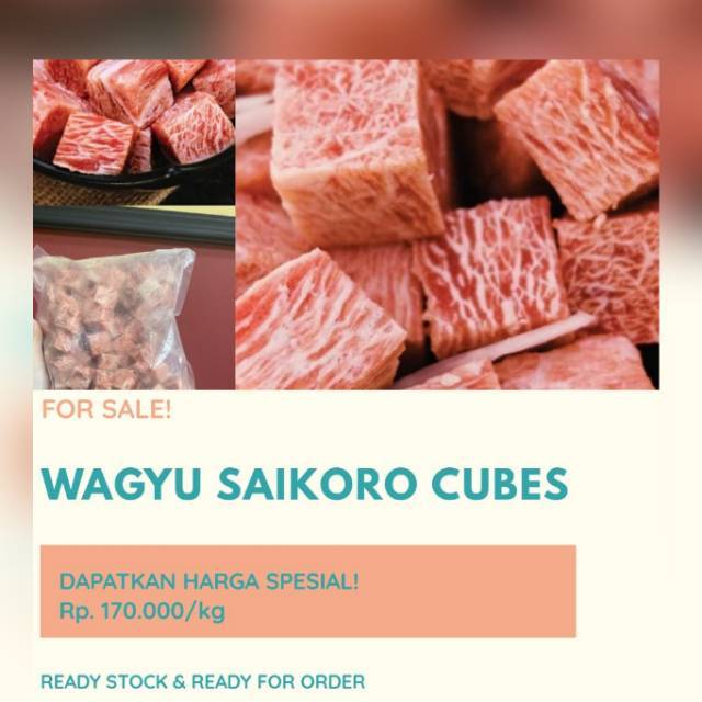 

1000gr (1KG) SAIKORO BEEF WAGYU CUBE STEAK! DAGING FRESH, ENAK & BERISI