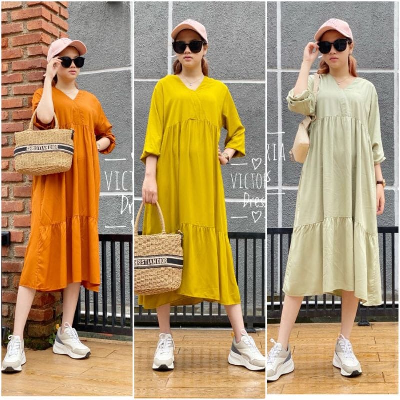 DRESS KIMONO || DRESS KANZIA || DRESS TERVIRAL || MIDI DRESS || LD 110 PB 115 || BAHAN RAYON