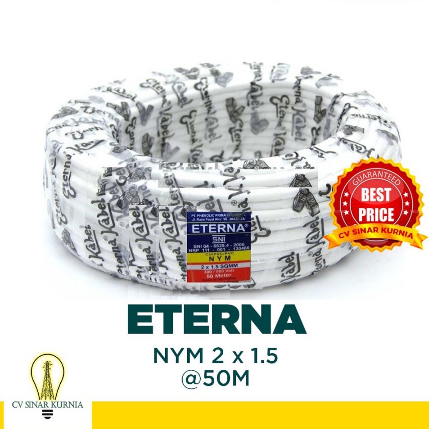 Kabel Listrik NYM 2x1,5mm 50M ETERNA | ETERNA Kabel NYM | SNI