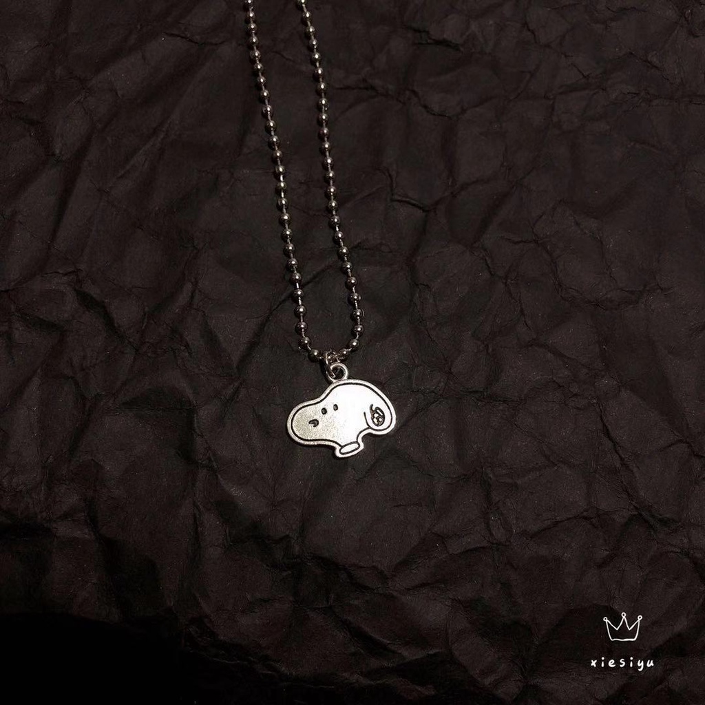 Kalung Leher Bulat Desain Snoopy Charlie Untuk Pria Dan Wanita